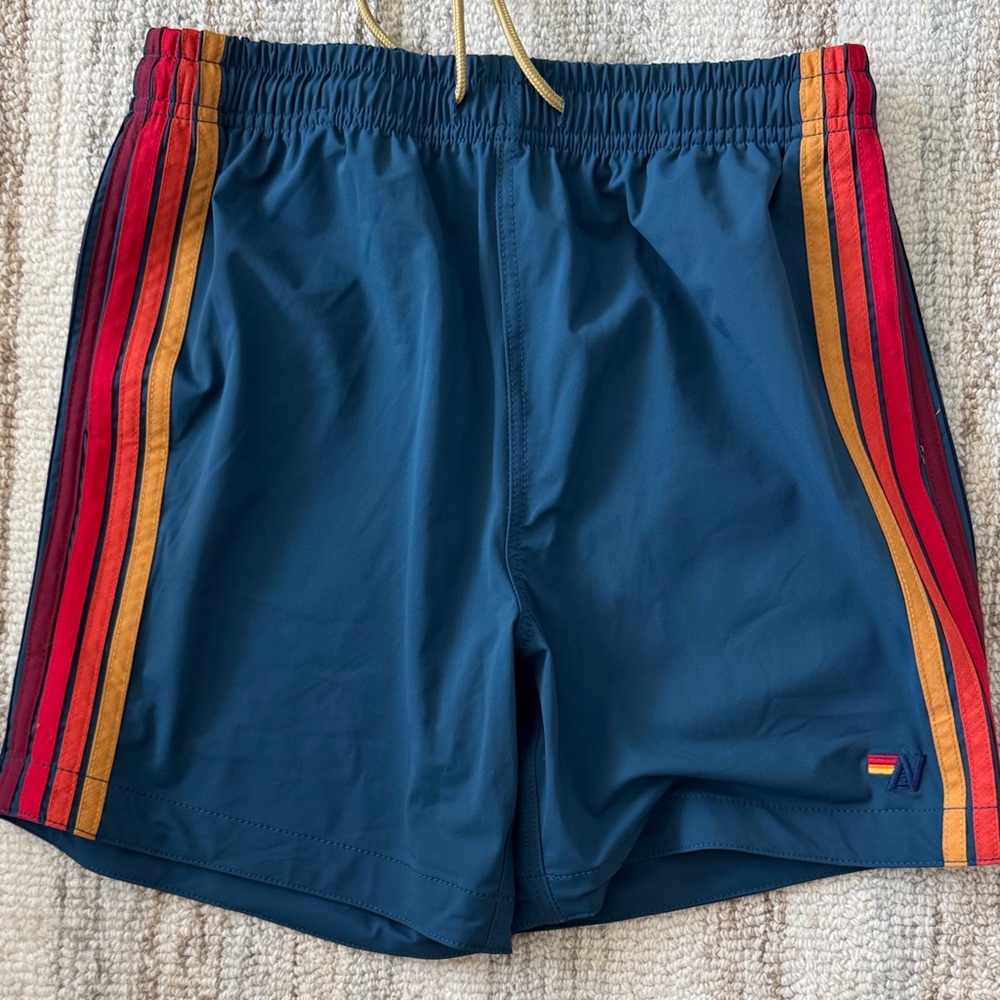 Aviator Nation Navy Shorts with Rainbow Accents